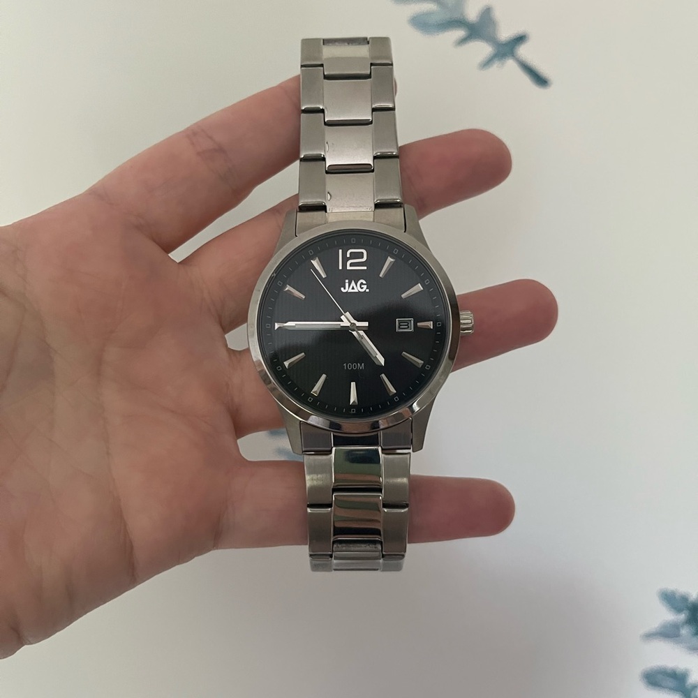 JAG. Silver and Black Stainless Steel Watch